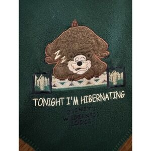 Walt Disney World Wilderness‎ Lodge Embroidered Green Fleece Blanket 58x47 Cozy